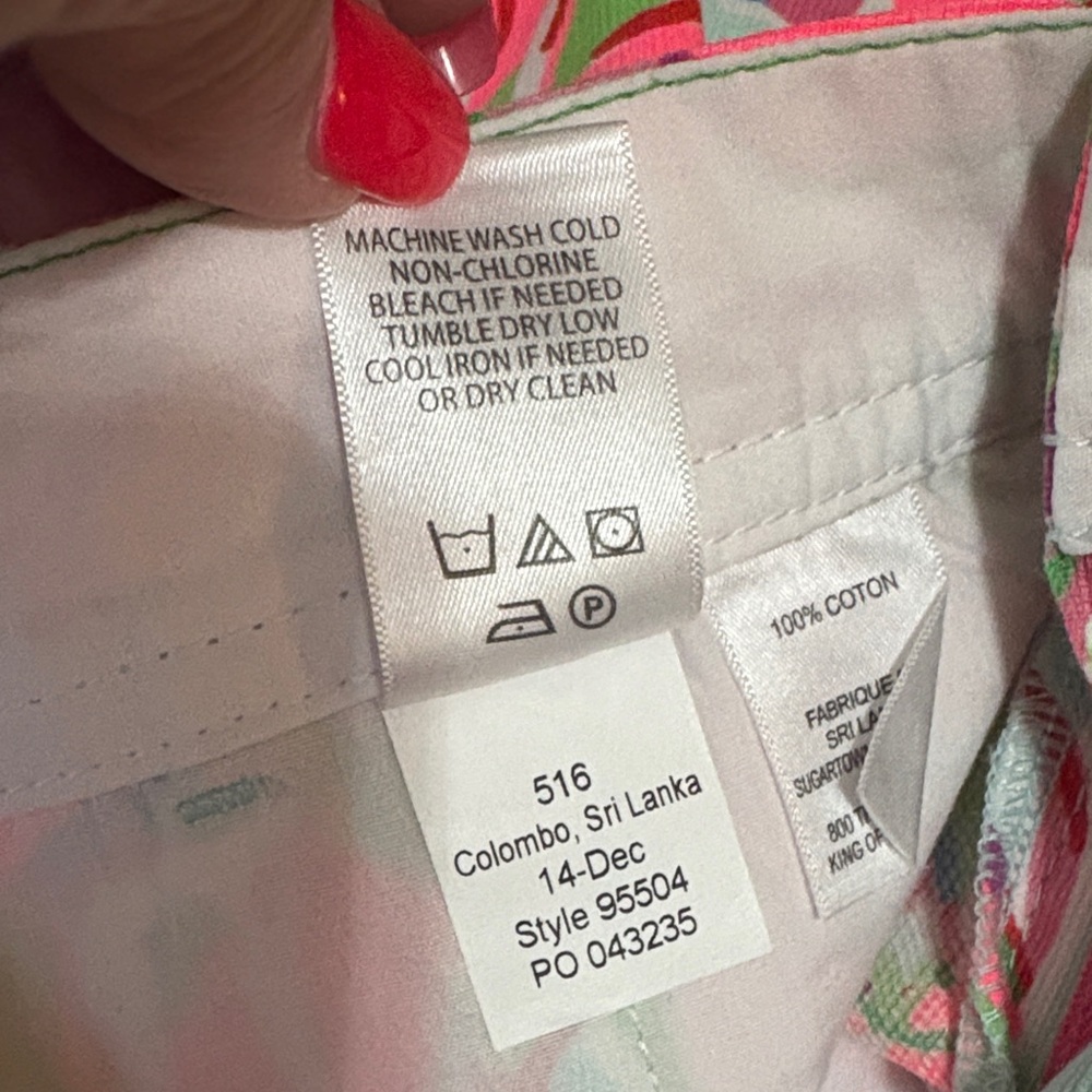 Lilly Pulitzer Women's Scallop Hem Printed Shorts - Mint with Pink & Green - Picture 6 of 9